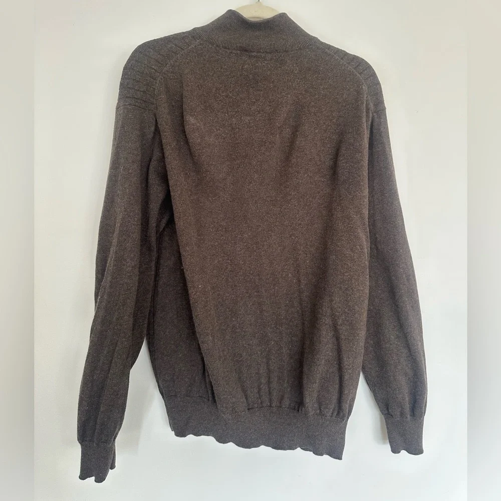 Geoffrey Beene Ribbed Quarter Zip Sweater XL Cotton Cashmere Blend EUC